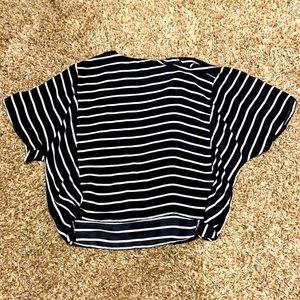 Fabrik black and white striped sheer shirt